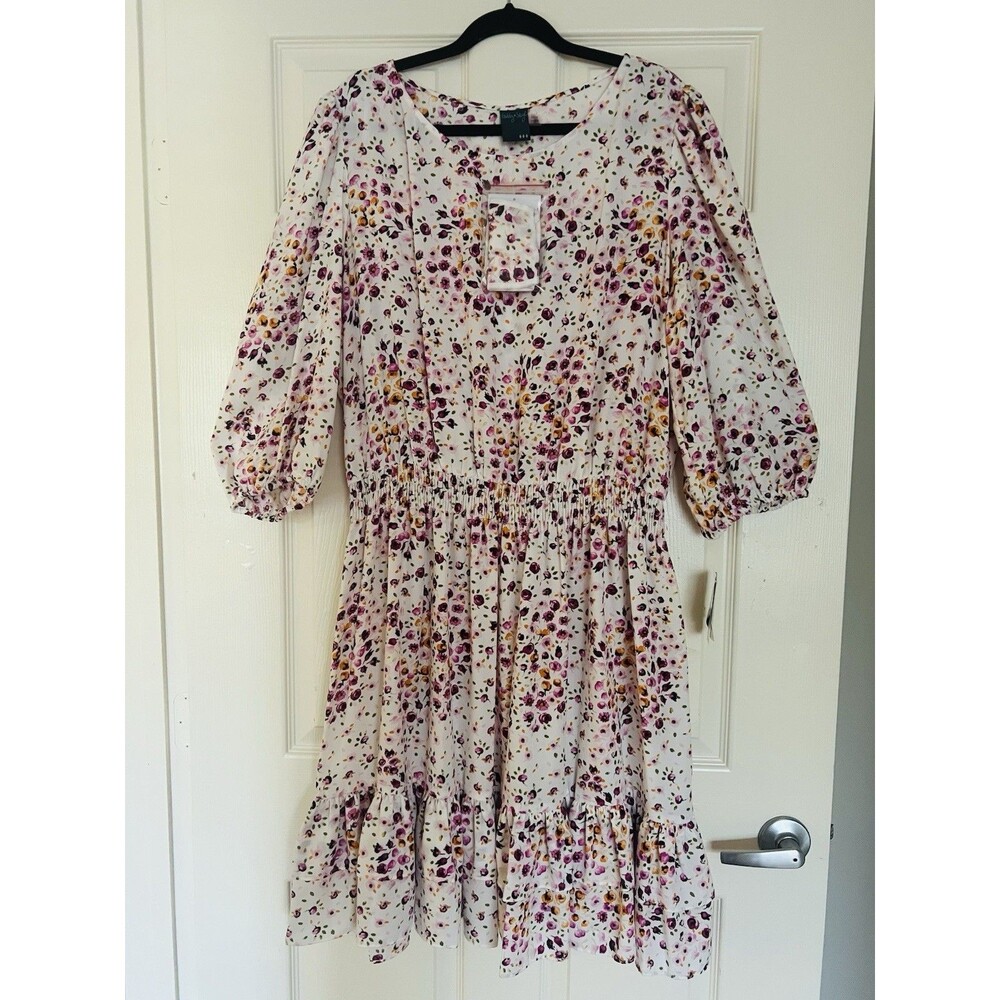 Gabby Skye Floral Dress 18W Plus Size NWT Matching Face Mask Puff Sleeve Ruffle